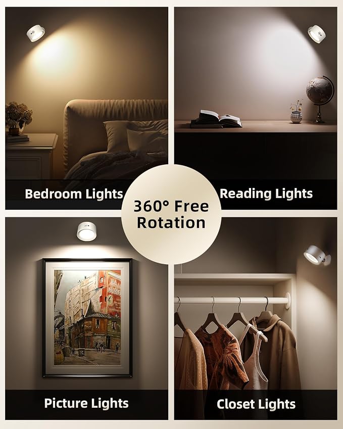 LED Wall Mounted Lights, Rechargeable Wall Sconces Lamp, 3 Color Temps & Remote - Image 5
