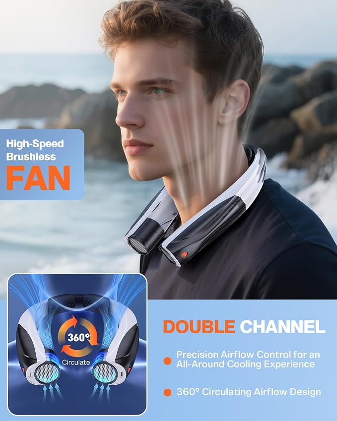 Portable Neck Fan - 6000mAh Battery Hands Free Personal Fan - Image 3