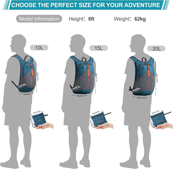 FIORETTO 15L Hiking Backpack for Women Men Mini Packable Backpack Lightweight - Image 7