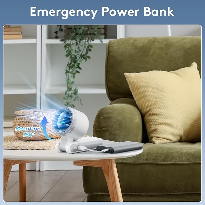Portable Handheld Mini Fan, Foldable Powerful Winds Turbo Fan, 10000mAh Battery - Image 6