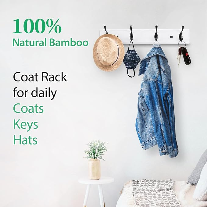 Badiano Wooden Coat Rack, Wall-Mounted Organizer - Image 6
