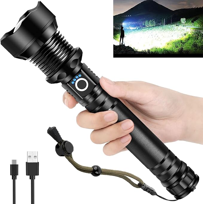 OMALIGHT Rechargeable LED Flashlight, 000 Lumens Super Bright Tactical by OMALIGHT