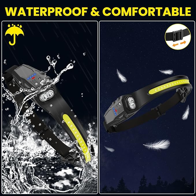 Headlamp Rechargeable 6Pack, 230° Wide Beam LED Headlamp, 7Mode Headlamps - Image 5