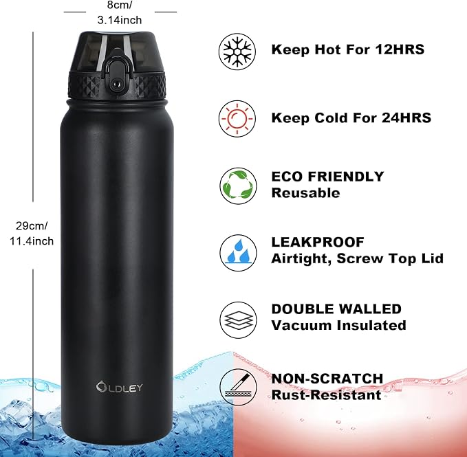 Oldley Insulated Water Bottle 32oz Water Bottles - Image 7