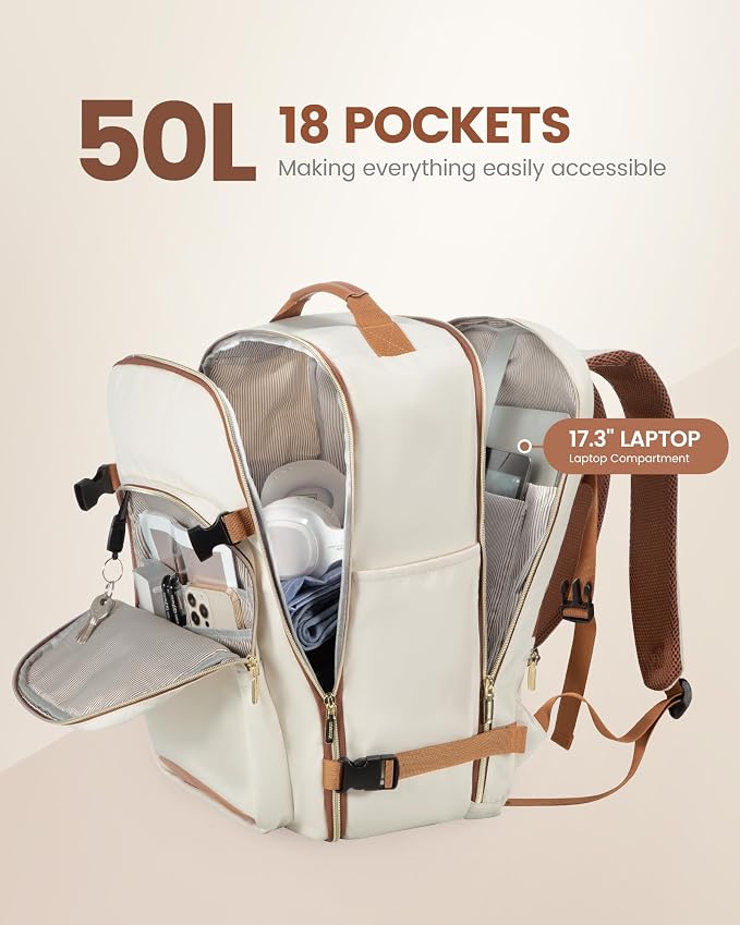 LOVEVOOK Travel Backpack for Women & Men 50L, Airline Approved Carry On - Image 3