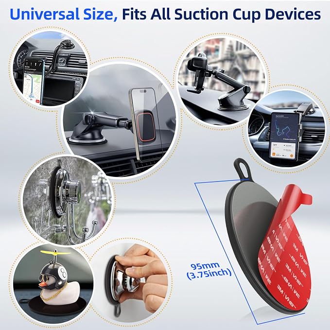 Dashboard Pad Mounting Disk for Suction Cup, 3.75” Large Plastic Extra Strong - Image 3