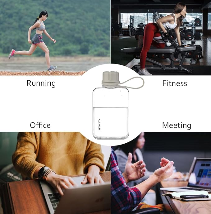 Portable Flat Water Bottle, BPA Free Reusable Tritan Plastic Travel Water - Image 5