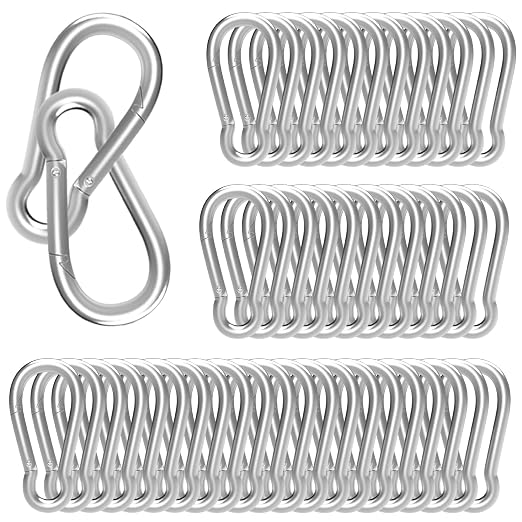 Carabiner, Heavy Duty Galvanized Steel Spring Snap Hook Carabiner Clips by High-PQ