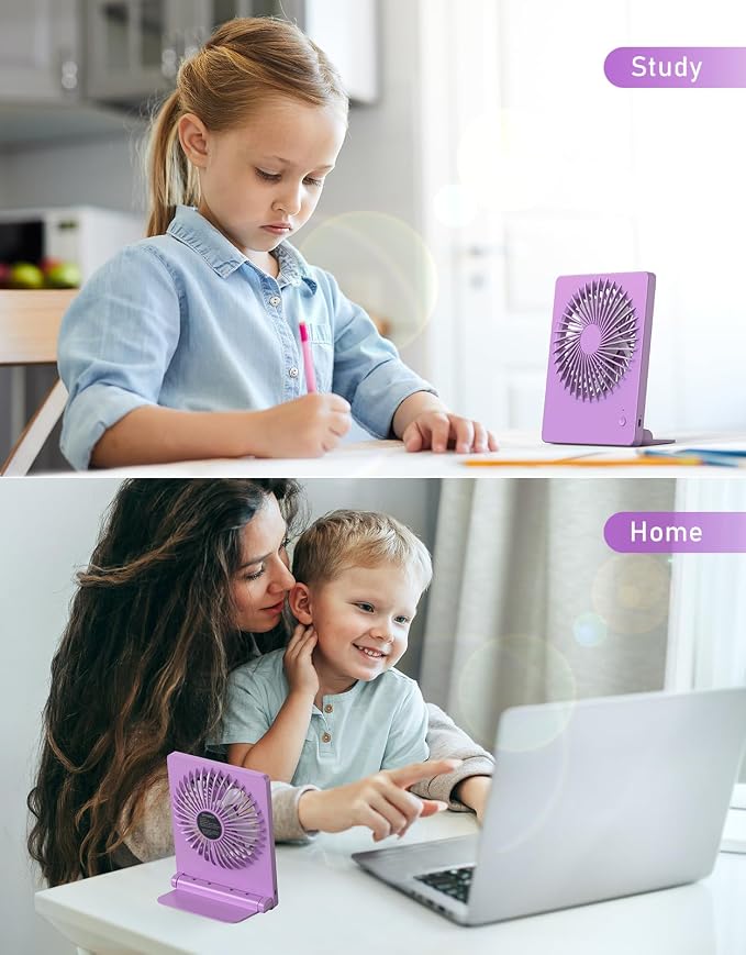 Zuvas Desk Fan Battery Operated Fan Rechargeable 180°Tilt Folding Personal Fan - Image 6