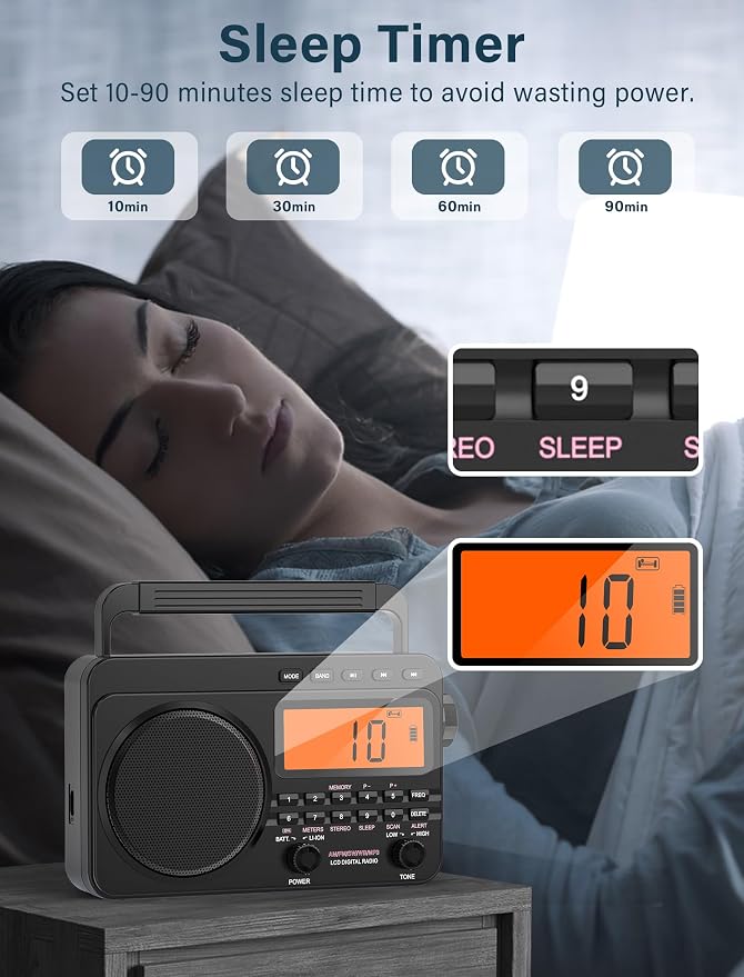 NOAA Weather Alert Radio, Digital AM FM Shortwave Radio - Image 7
