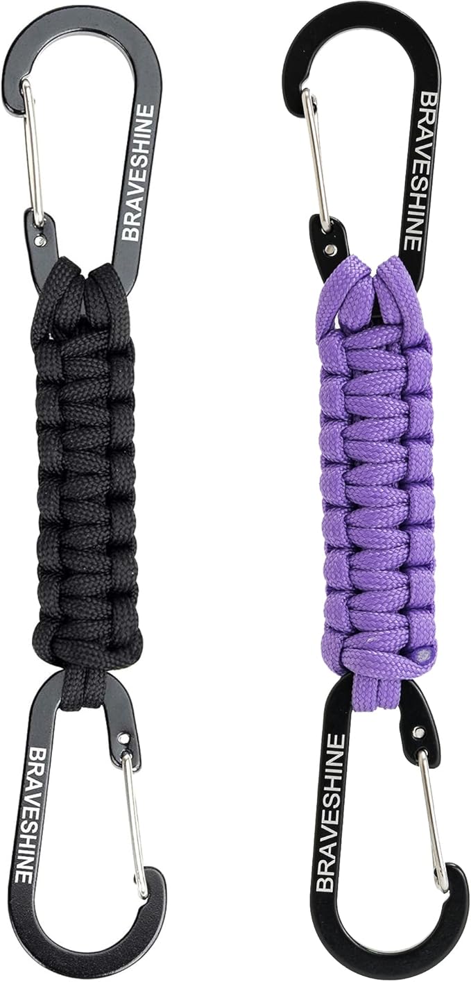 BRAVESHINE Paracord Keychain Carabiner Clip, D Ring Lanyard Hanger Stroller Hook by BRAVESHINE