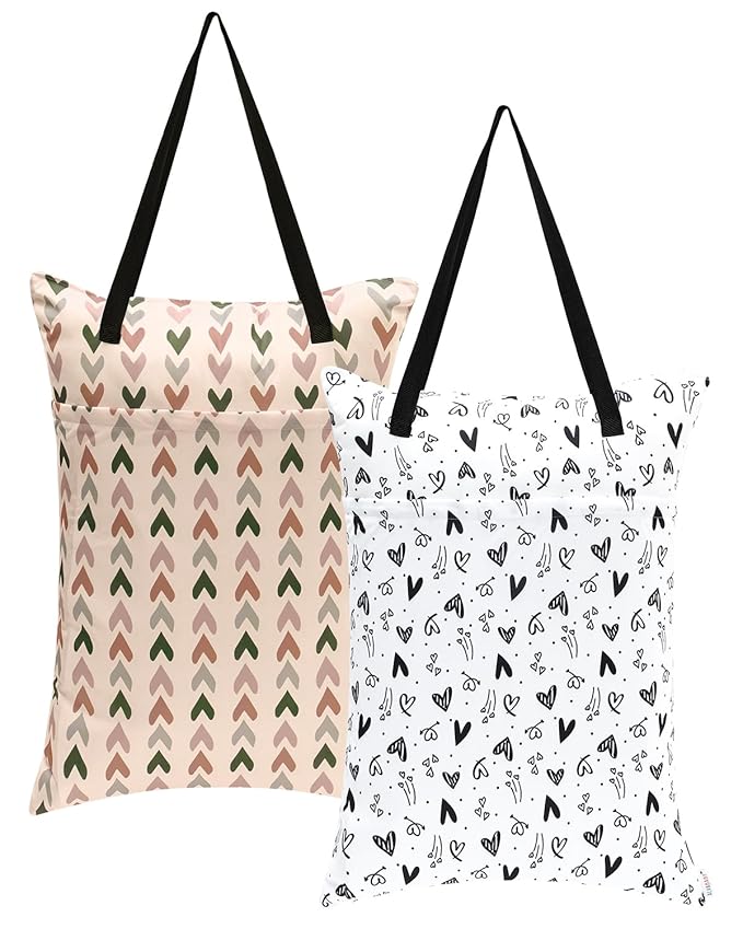 ALVABABY 2 Pack Large Wet Dry Bag Waterproof Hanging Cloth Diaper by ALVABABY