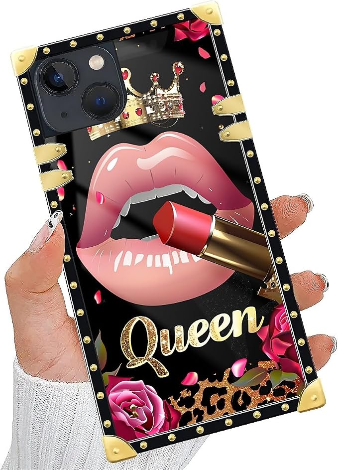 Compatible with iPhone 13 Case, Glitter Red Rose Queen Leopard Lipstick Luxury - Image 5