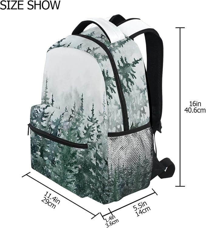 Winter Forest Kids Backpack Pinewood Tree School Backpacks Boy Girl Preschool - Image 2