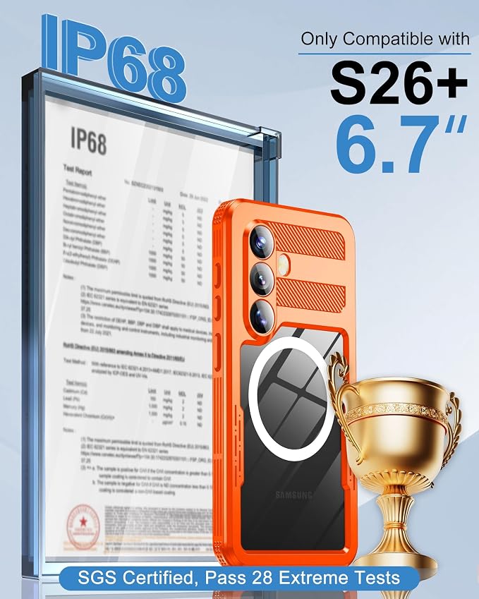 for Samsung Galaxy S26+ Plus Waterproof Case, Magnetic Heavy Duty Military - Image 2
