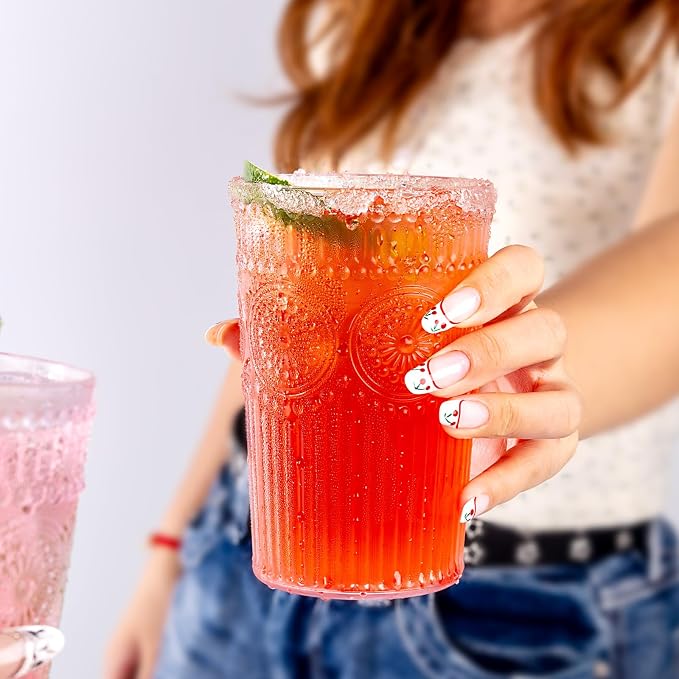 Ciaell 12 Pack Romantic Plastic Water Glasses - 14 Oz Clear Vintage Drinking - Image 7