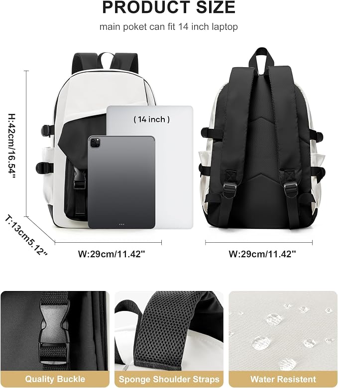 coowoz School Bag Lightweight Casual Daypack College Laptop Backpack - Image 3