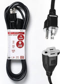 10ft Black Extension Cord, 16/3 SJTW Heavy-Duty, Weather-Resistant Power Strip by iWork
