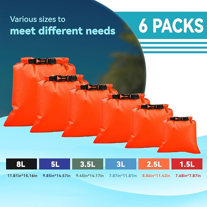 6PCS Dry Bags Waterproof, Lightweight Dry Bags - Image 2