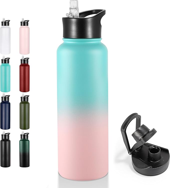 VEGOND 40 oz Insulated Water Bottle Stainless Steel Metal Water Bottles by VEGOND