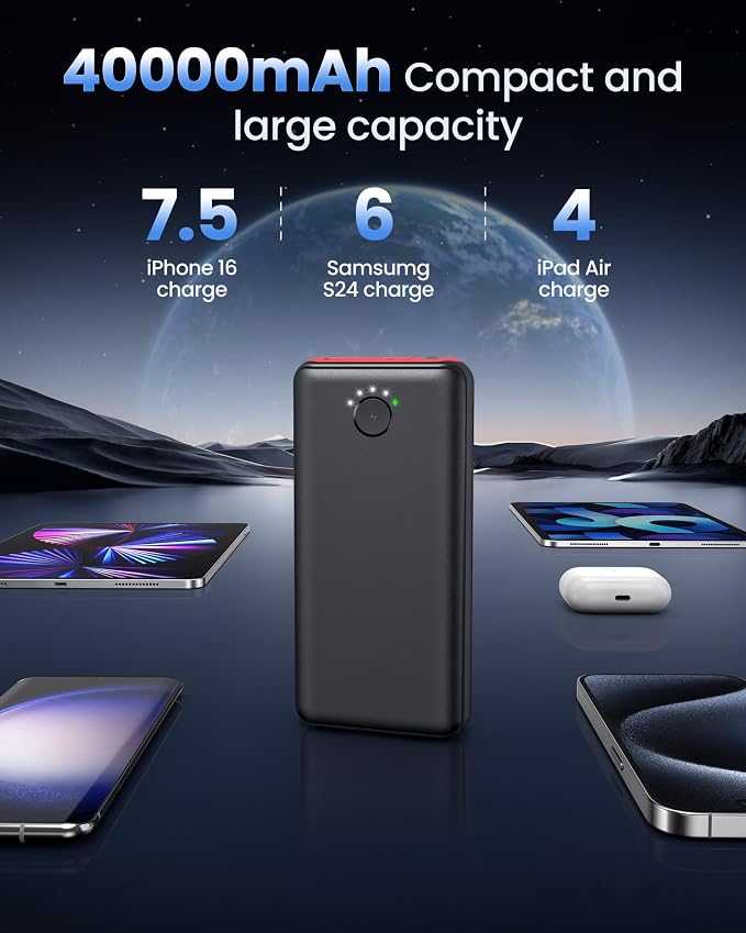 Portable Charger Power Bank 40000mah, USB C Fast Charging 22.5W External - Image 2