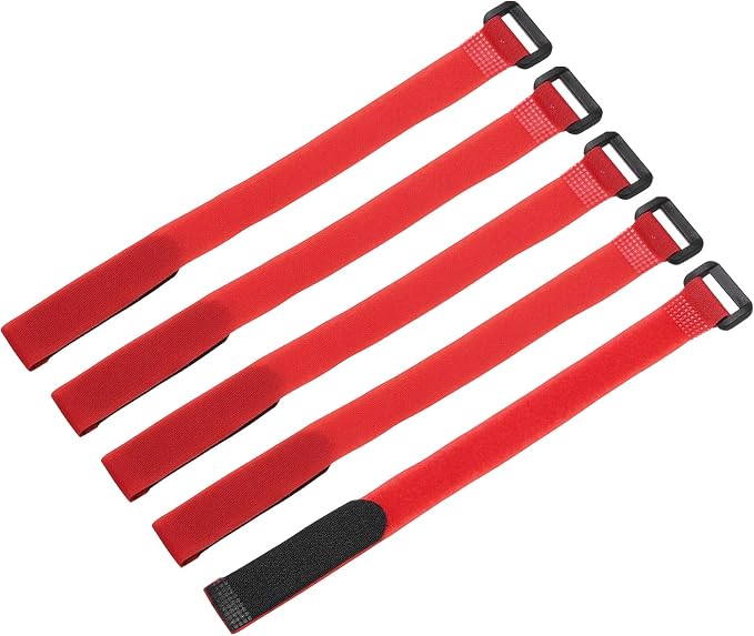MECCANIXITY 5Pcs Reusable Battery Tie Down Straps, 0.8x12" Red Nylon by MECCANIXITY