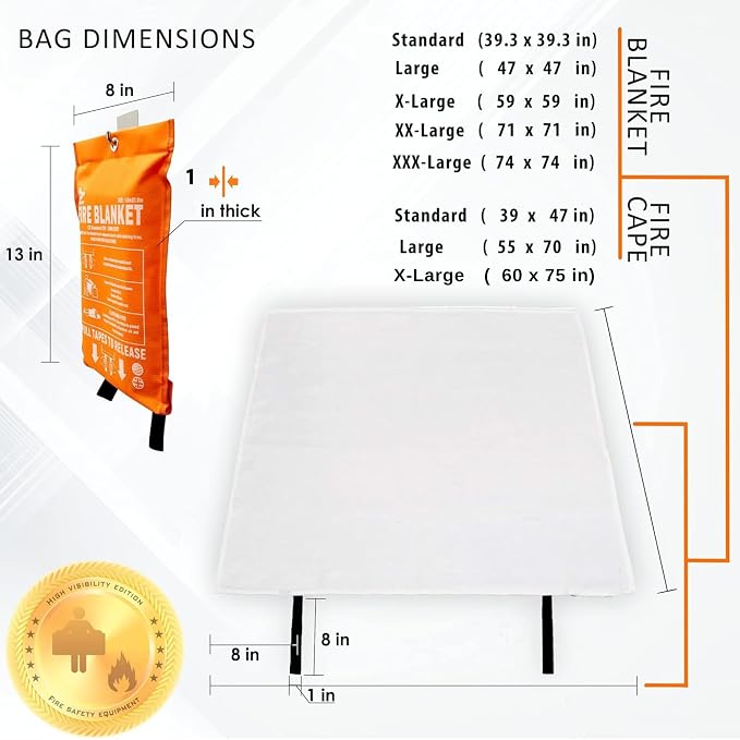 Fire Blanket -Certified 1200F Extra Thick, Glow In The Dark Fireproof Emergency - Image 2