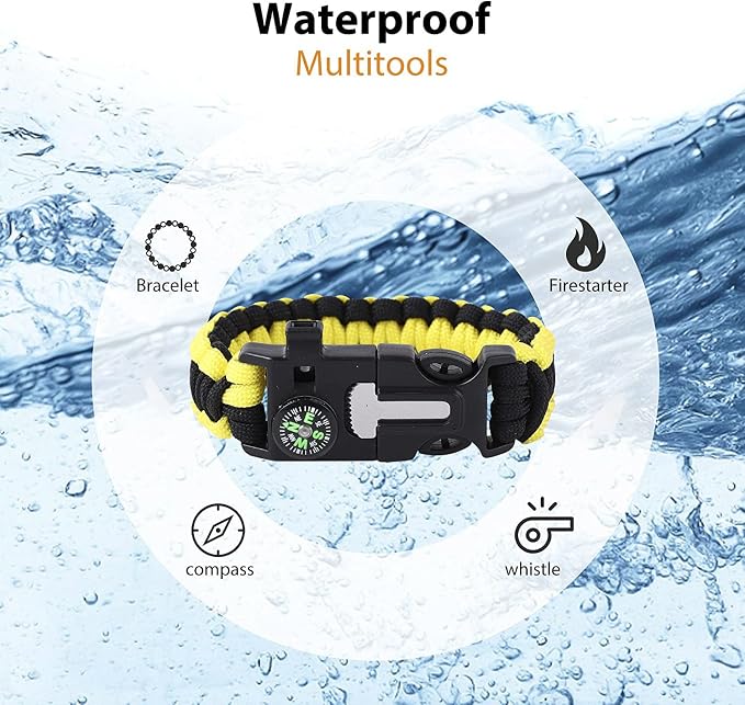 Bracelets, Survival Bracelets for Men Paracord Tactical 5-in-1 Camping Gear Kits - Image 3