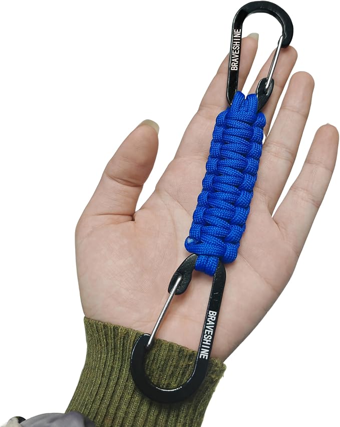 BRAVESHINE Paracord Keychain Carabiner Clip, D Ring Lanyard Hanger Stroller Hook - Image 4
