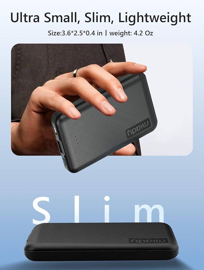Miady 2-Pack 5000mAh Mini Portable Charger, 5V 2.4A USB-C Output Fast Charging - Image 4