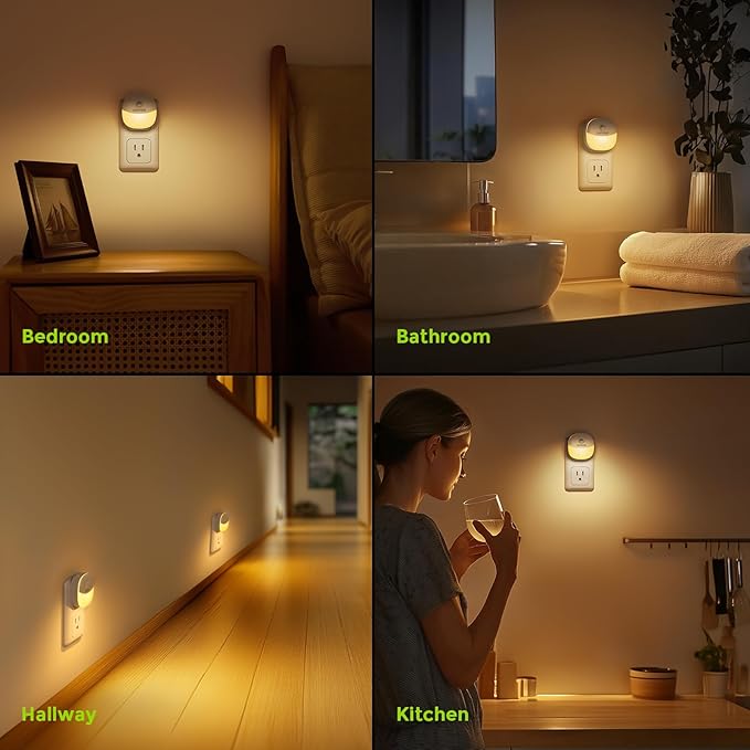 AUVON Plug in Night Light with Motion Sensor and Dusk to Dawn Sensor, Mini Warm - Image 6