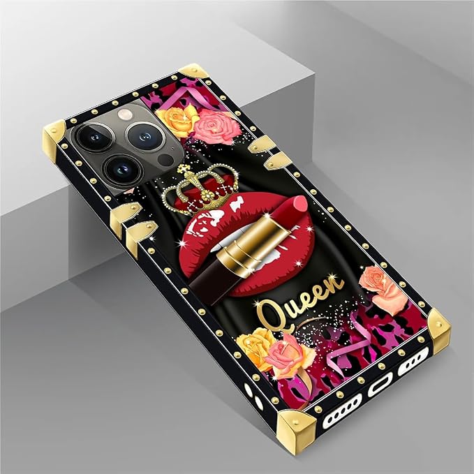 Compatible with iPhone 14 Pro Case, Queen Lip Crown Leopard Print Luxury Golden - Image 5