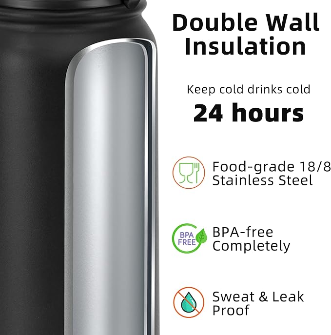 Fanhaw 32 oz Insulated Stainless Steel Water Bottle - Image 3