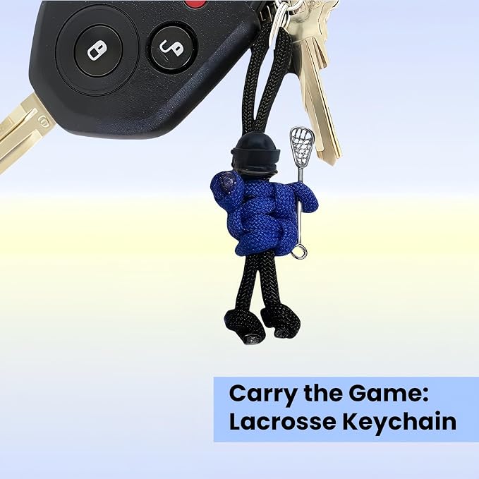 Lacrosse Keychain with Stick | Paracord Buddy Backpack Charm | Sports Zipper - Image 3