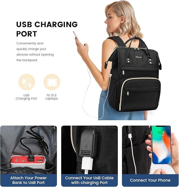 LOVEVOOK Laptop Backpack Women, 15.6 Inch Work Backpack Woman - Image 3