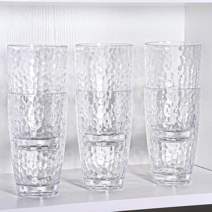 6 Pcs Plastic Drinking Tumblers Set of 18 oz, Acrylic Drinking Glasses - Image 6