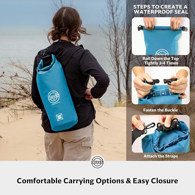 STOVER 5/10/25/30/40/55L Waterproof Dry Bag- Roll-Top Backpack w/Phone Case- - Image 5