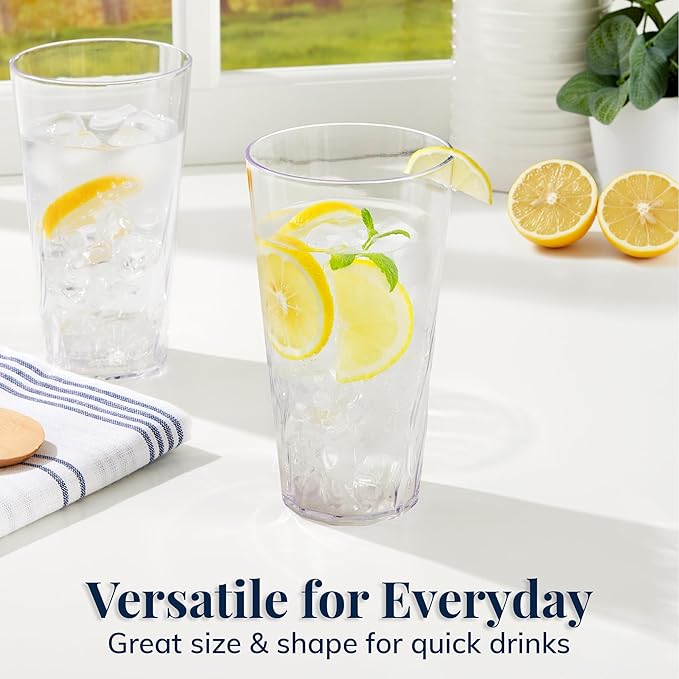 US Acrylic Palmetto 20 ounce Plastic Stackable Water Tumblers in Clear - Image 3