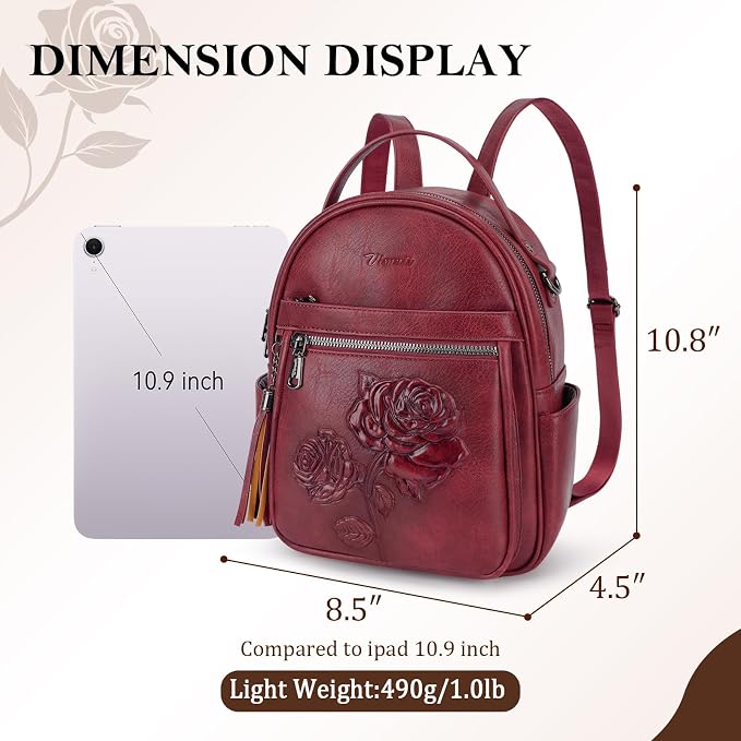 Mini Backpack Purse for Women, Embossed Vegan Leather Small Backpack Fashion - Image 3
