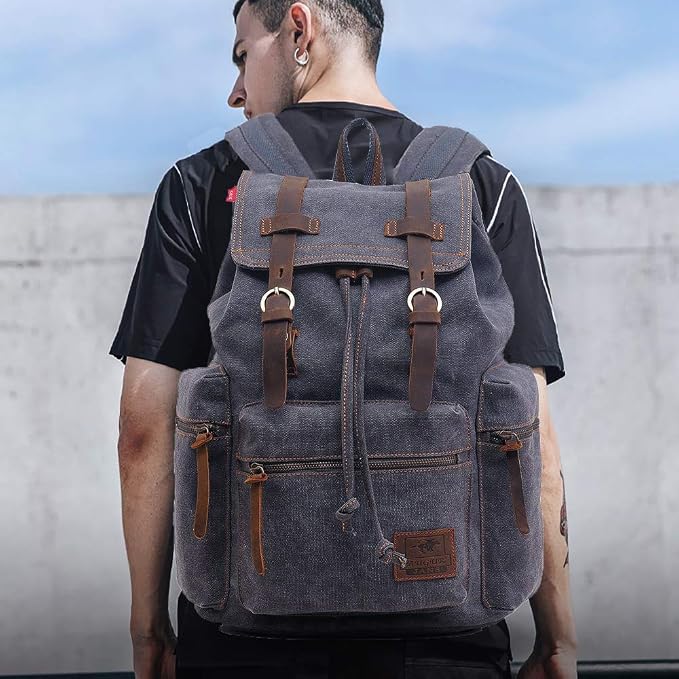 AUGUR High Capacity Canvas Vintage Backpack - Image 8