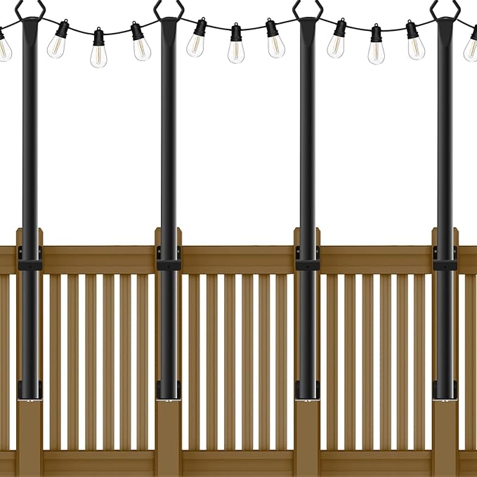 NUERPO 4 Pack String Light Poles, 5Ft Metal Poles by NUERPO