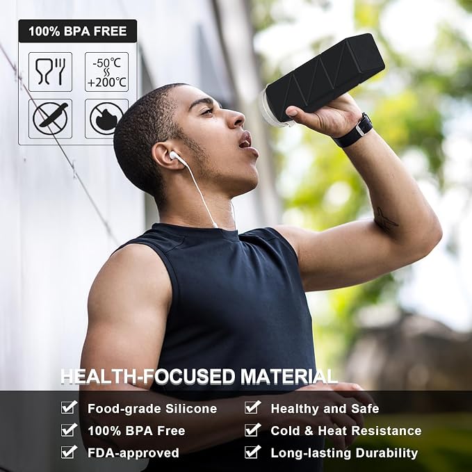 BEAUTAIL Collapsible Water Bottles 20.6oz 2 Pack, Silicone Foldable Portable - Image 2