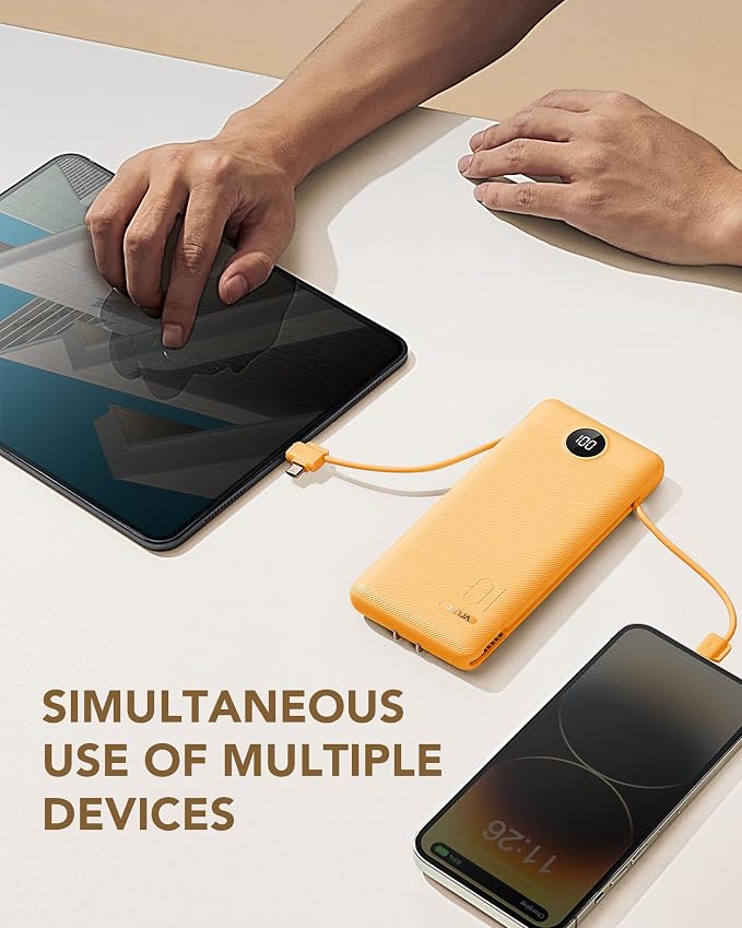 VRURC Portable Charger Built-in Cables and AC Wall Plug, USB C Power Bank - Image 6