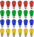 GvvooHome 24 Pack S14 Colored LED String Light Bulbs, 1W Plastic Shatterproof by GvvooHome