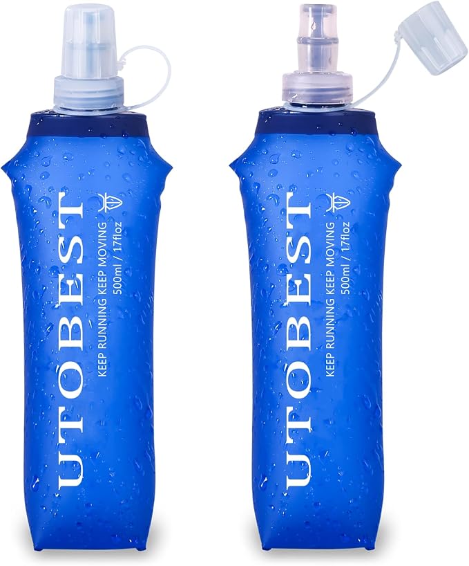 UTOBEST Soft Flask, 2 Pack Soft Flask Running Bottles 500ml, TPU Foldable by UTOBEST