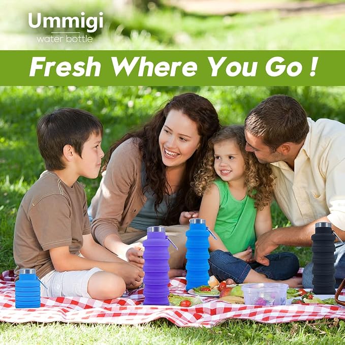 Collapsible Water Bottles，2 pack BPA Free Travel Silicone Water Bottle - Image 2