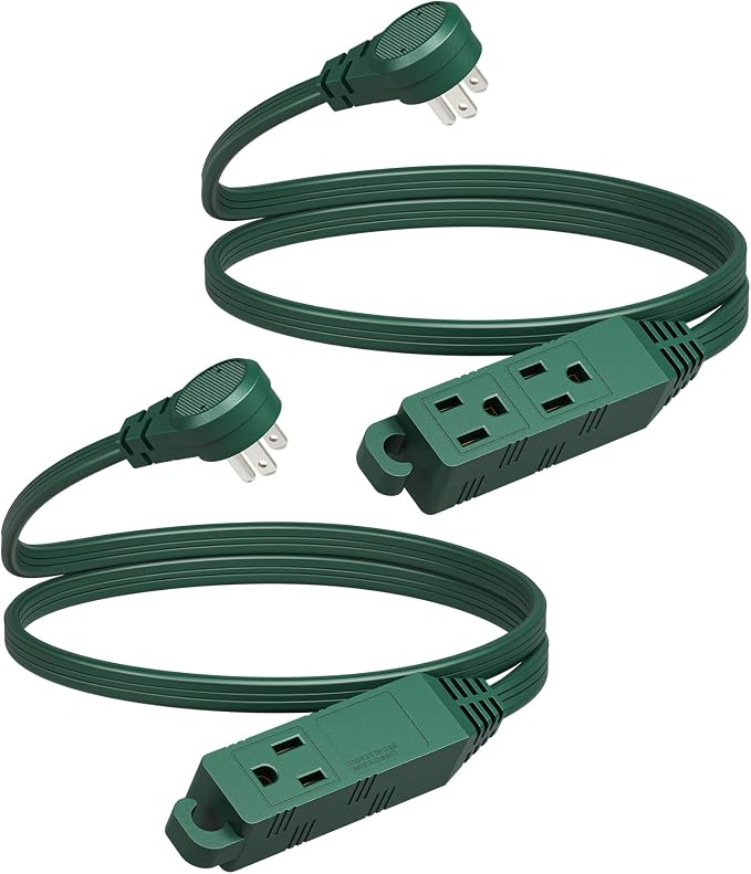 DEWENWILS 3 Outlet Flat Extension Cord Plug Christmas, 3FT 16/3 Awg Grounded by DEWENWILS