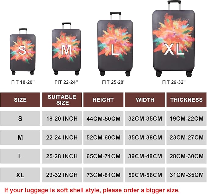 WUJIAONIAO Travel Luggage Cover Baggage Suitcase Cover Protector Skins 18-32 - Image 5