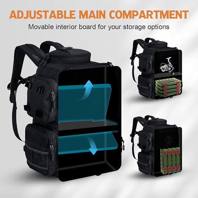 Goture Fishing Backpack, 900D Water-Resistant Tackle Backpack - Image 3