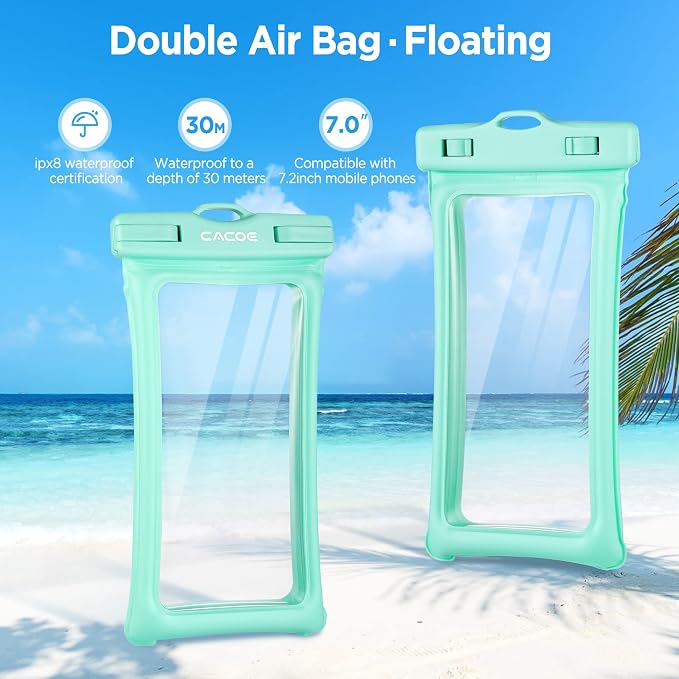 CACOE Floating Universal IPX8 Waterproof Phone case 2 Pack-Up to 7.0", - Image 3
